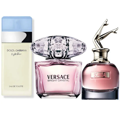Kit 3 Perfumes Scandal, Bright Crystal, Light Blue 100ml